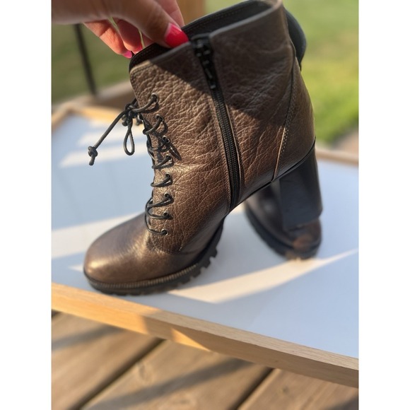 Napoleoni Dark Leather Lace Up Booties Boots EU41 Italy - Picture 3 of 12